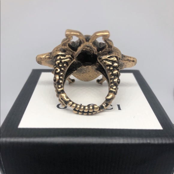 NWW Gucci Bee Ring with Crystals and Pearl XS (US size 5.25), M (US size 7.5) - Picture 10 of 16